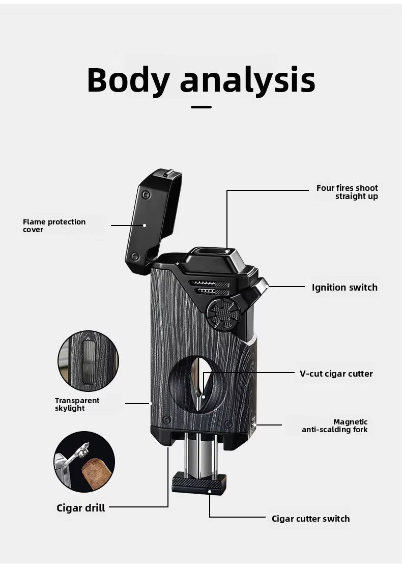 Cigar, FRCC Multi-Function Quad Lighter (Gray)